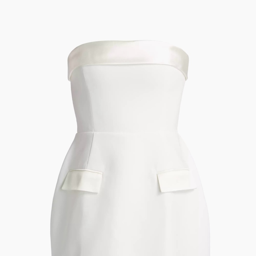 Amanda Uprichard Lucienne satin fit & flare romper in ivory